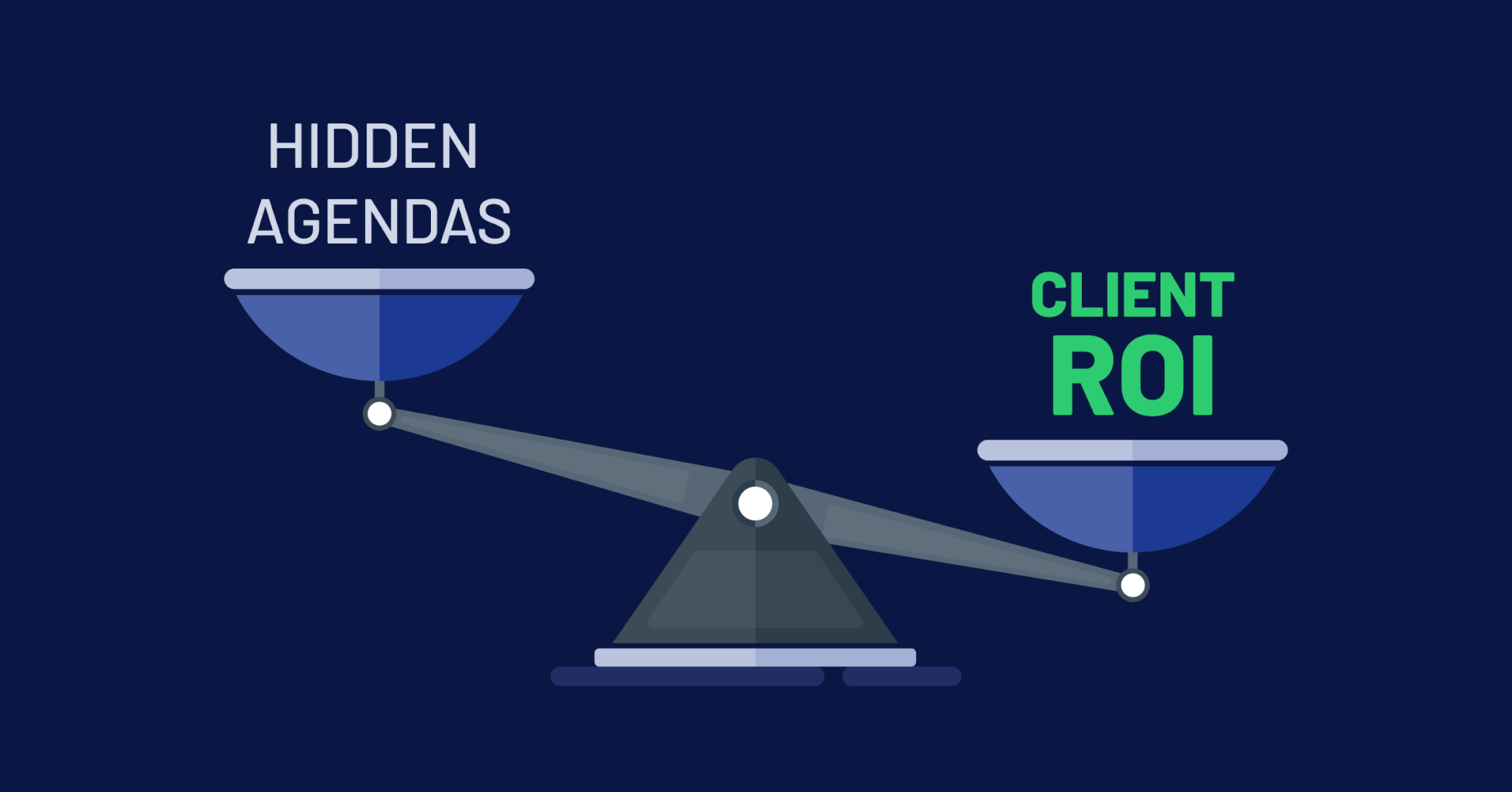 hidden agendas and client roi balanced on counter weights